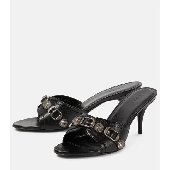 BALENCIAGA Cagole Sandals in Black 37 with Box Womens Mules High Heels - Picture 1 of 16